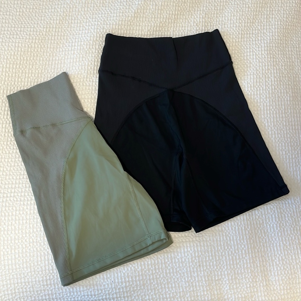 Aerie Biker Shorts- Green and Black